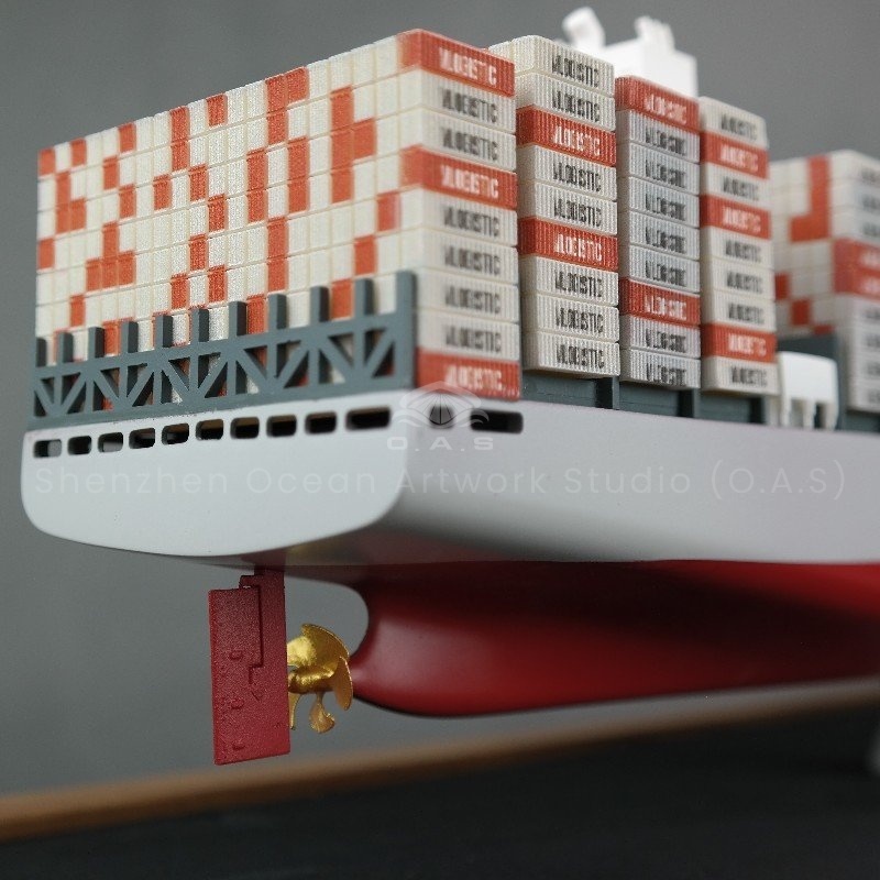 O.A.S simulation ship model factory, for enterprises to customize 65cm shipping container ship model. With exquisite craftsmanship, every detail of the ship model is carefully carved, from the ship body to the container are lifelike. Can be integrated into the enterprise elements, customize the exclusive logo, add a unique luster for the opening of the enterprise, meaning the cause set sail and flourish.Amber@vesselmodel.com Tel: +86 18038048785