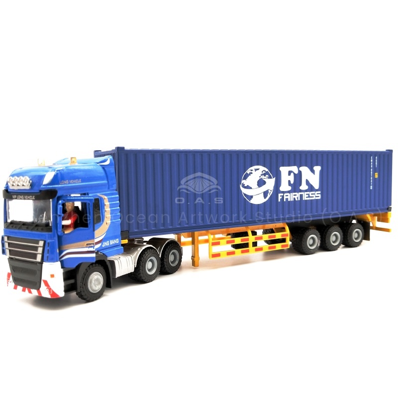 【LAC】28cm FN Logistics container truck model gifts 1:50 O.A.S Truck model ship model