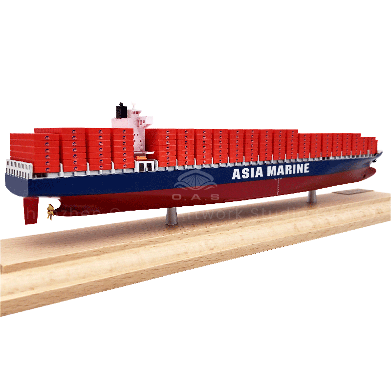 O.A.S produces this shipping company container container ship model, which is an excellent choice for shipping logistics gift customization. Based on the real ship type, it is crafted with fine craftsmanship, from the hull structure to the container details are lifelike. Can customize the company's exclusive elements, such as ship body printing LOGO. As a gift, it not only shows the strength of the ship company, but also passes the good hope of sailing hand in hand.Amber@vesselmodel.com Tel: +86 18038048785
