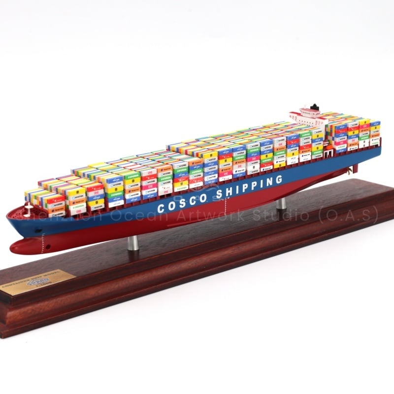 【LAC】O.A.S Factory's Handmade Scale Boat Model 1:1000 Scale Customized 35cm COSCO SHIPPING Container Ship Model for Shipping Gift