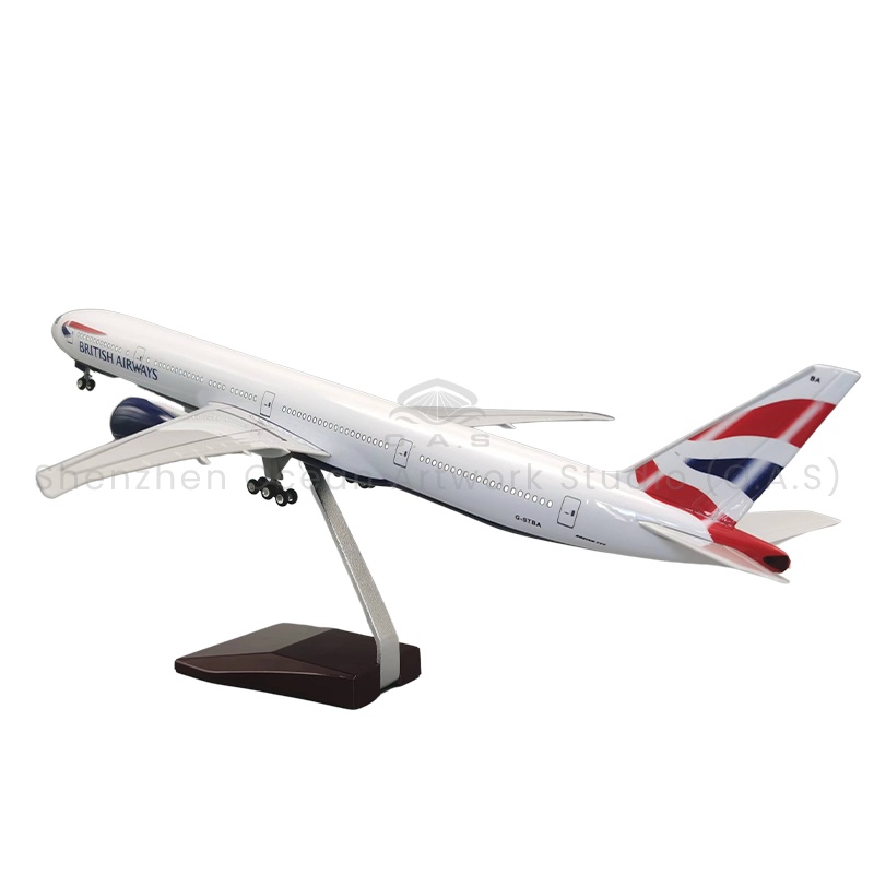 【LA】Flymodell som gave, skala 1:157, modellfly av type 777 fra British Airways, 47 cm, Boeing-modellfly