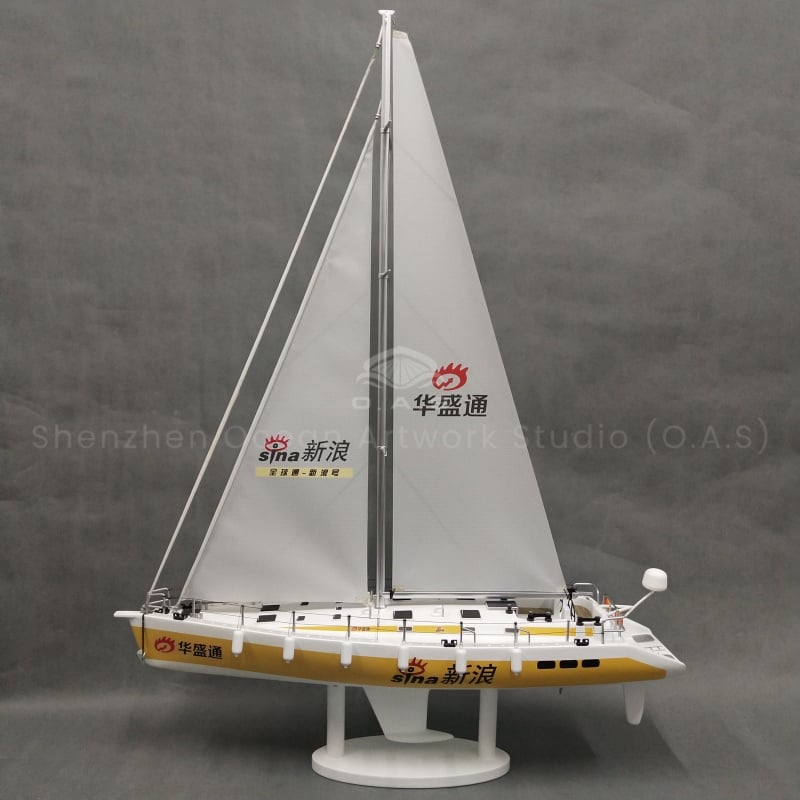 【LAC】Handmade Sailboat Boat Model High Workmanship Nautical Gift Customized 95cm Miniature Plastic Sailboat Model