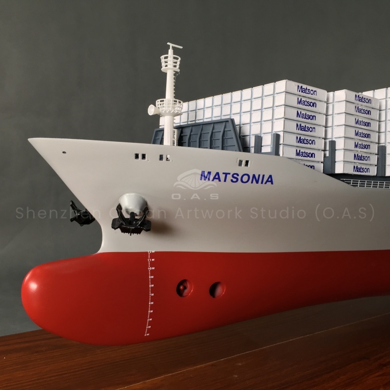 This 127cm Matson container ship model produced by O.A.S opens a new path of customization. The professional team based on Matson's real ship shape, carefully developed, from the splicing texture of the hull steel plate to the detailed texture of the container, are accurately restored. Support customized enterprise exclusive elements, whether placed in the enterprise exhibition hall, or as a business gift, can perfectly demonstrate the unique style and extraordinary strength.Amber@vesselmodel.com Tel: +86 18038048785