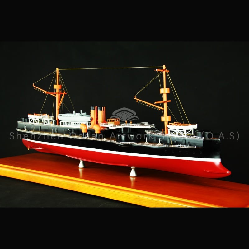 O.A.S ship model presents a custom 100cm DINGYUAN warship model, expertly crafted as a detailed exhibition hall piece. This handmade crafts ship model features precise details, realistic paintwork, and solid construction, ideal for museums, corporate displays, or serious collectors seeking high‑quality naval replicas.Amber@vesselmodel.com Tel: +86 18038048785