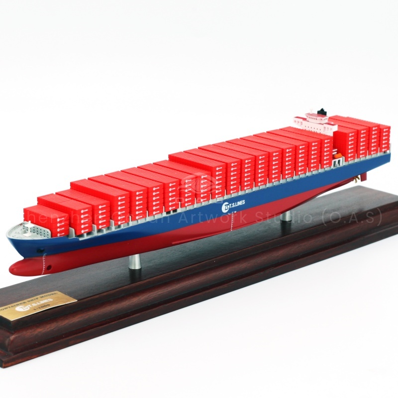 【LAC】O.A.S Factory's Handmade Scale Boat Model 1:1000 Scale Customized 35cm TS LINES Container Ship Model for Shipping Gift