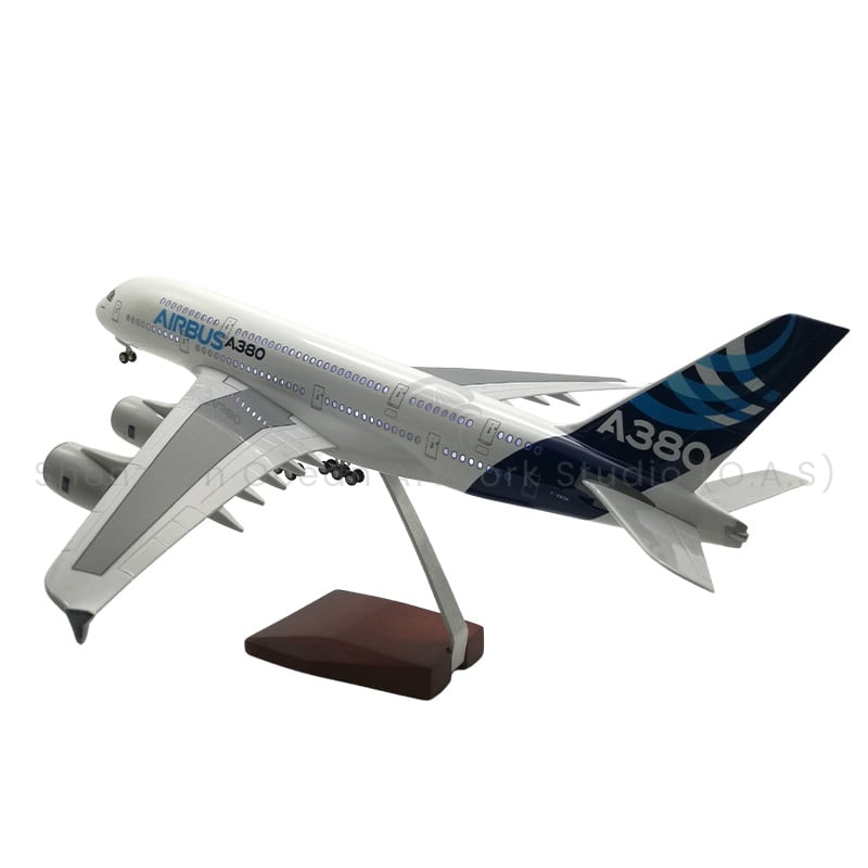 【LA】LED ABS Resin Airplane Model Airbus 380  Size 46cm Scale 1/160 with LED Light and Landing Gear
