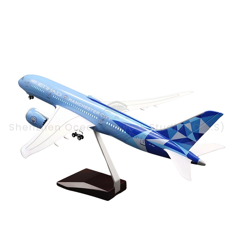 【LA】Flymodell som gave, skala 1:130, modellfly av type 787 fra Etihad Airways, 43 cm, Boeing-modellfly