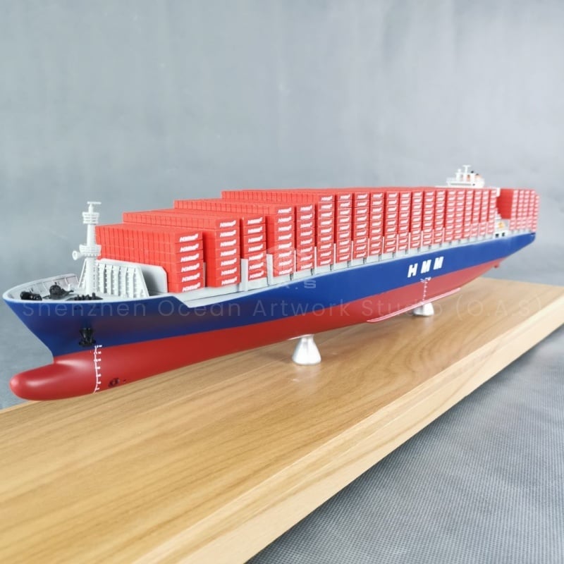 【LAC】O.A.S Customized 65cm Container Ship Model Factory Logistics Present Polished Maple Technique Beautiful Cargo Ship Model