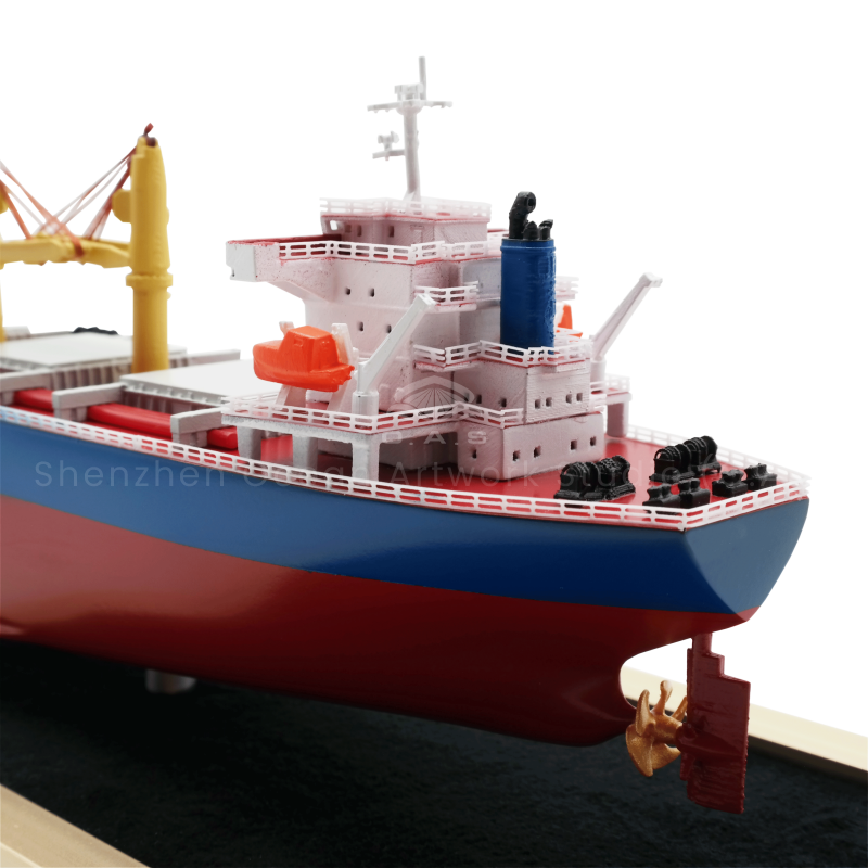 O.A.S produced this 35cm simulated bulk carrier ship model, fully supported to customize, designed to create unique company decoration. Regardless of the style of your design, craftsmen can accurately restore the ship's hull lines, cabin structure and other details with superb craftsmanship, and integrate the characteristic elements of the enterprise. Placed in the company, highlighting corporate taste, meaning sailing business sea, thriving.Amber@vesselmodel.com Tel: +86 18038048785