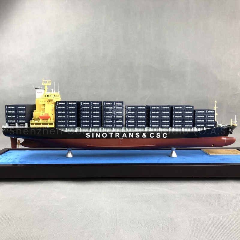 This 65cm container ship model produced by O.A.S is specially developed and customized for shipping agencies. It is built in accordance with the real container ship 1:180 ratio, the ship body lines are smooth, the container details are realistic. On the occasion of opening, sending it means that the company is like this ship, riding the wind and waves in the commercial sea, such as rotating goods, returning with a full load, opening a brilliant new journey.Amber@vesselmodel.com Tel: +86 18038048785