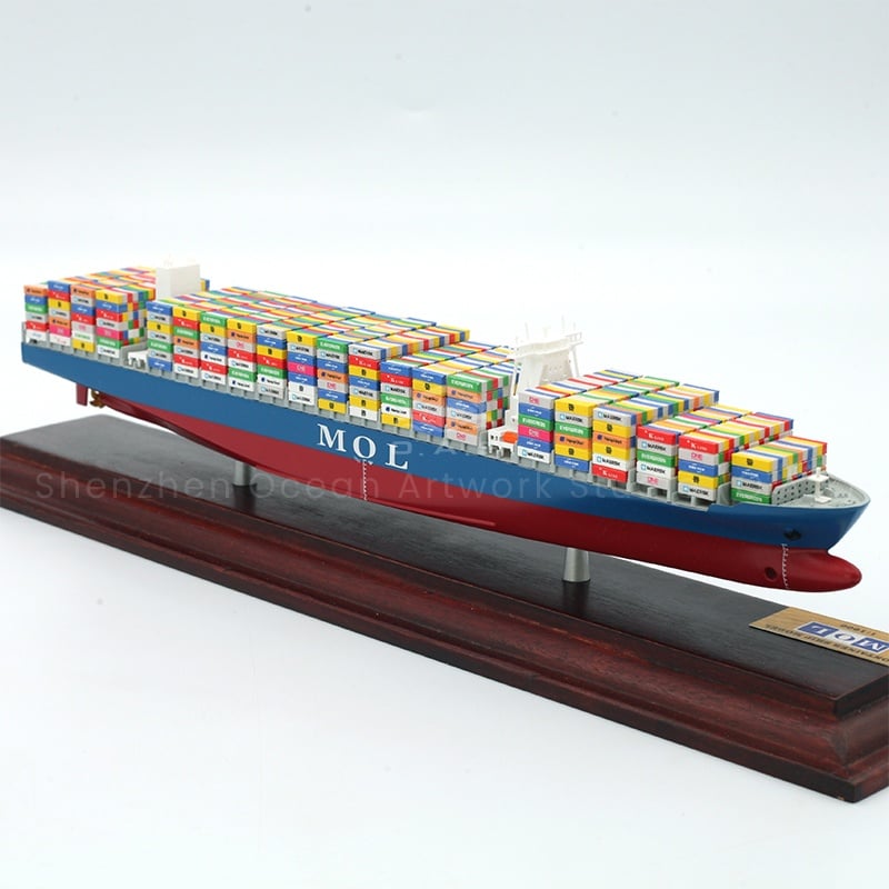 Still looking for a unique ship model that fits the tone of the enterprise? MOL container ship model to map customization service online! All you need to do is provide the blueprints and O.A.S can incorporate enterprise-specific elements. Precise reproduction of MOL ship shape, containers arranged in order, every detail is carefully crafted. Custom ship models are suitable for business gifts and corporate displays to help you stand out.Amber@vesselmodel.com Tel: +86 18038048785
