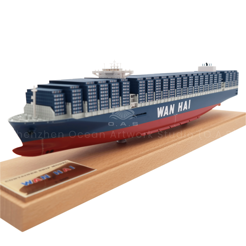 【LAC】O.A.S Manufacturer Handicraft Ship Model Business Gifts Scale 1:888 Cargo Boat Models Custom 45cm WAN HAI  Container Ship Model