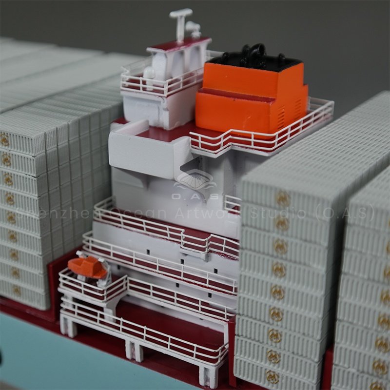 O.A.S produces this 65cm simulation container ship model customized by professional shipyards with exquisite craftsmanship. From the hull frame to the container details, everything is reproduced perfectly. The texture of the hull steel plate and the logo on the box are clearly presented. Can be customized according to customer needs, exclusive color or logo. Whether used for exhibition, commercial gifts, can highlight the unique charm.Amber@vesselmodel.com Tel: +86 18038048785