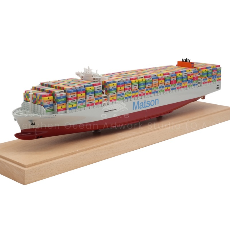 【LAC】Custom Made Handmade Metal Crafts Logistics Present Freight Forwarder Scale Boat Model Matson  45cm Container Ship Model
