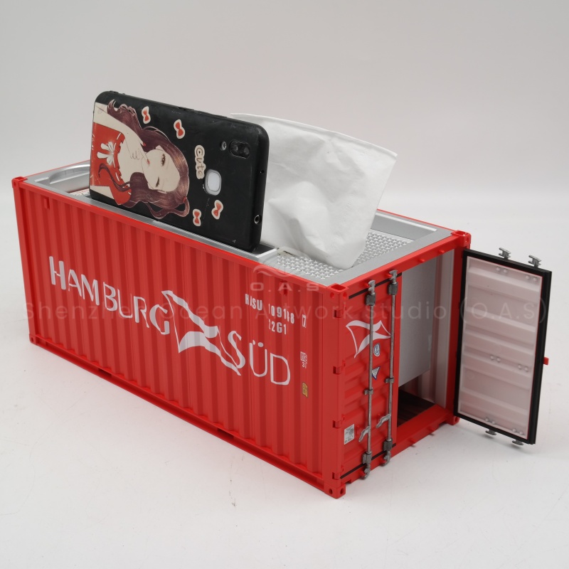 O.A.S ship model factory carefully carved 20 feet HAMBURG SUD sea container tissue box model. The precise ratio of 1:20, highly restore the appearance of the container, full of details and texture. Support logo customization, smart integration of corporate logos. Placed in the office area, conference room, practical and eye-catching, used as business gifts also show style, powerful dissemination of brand image, speed to customize. Amber@vesselmodel.com Tel: +86 18038048785