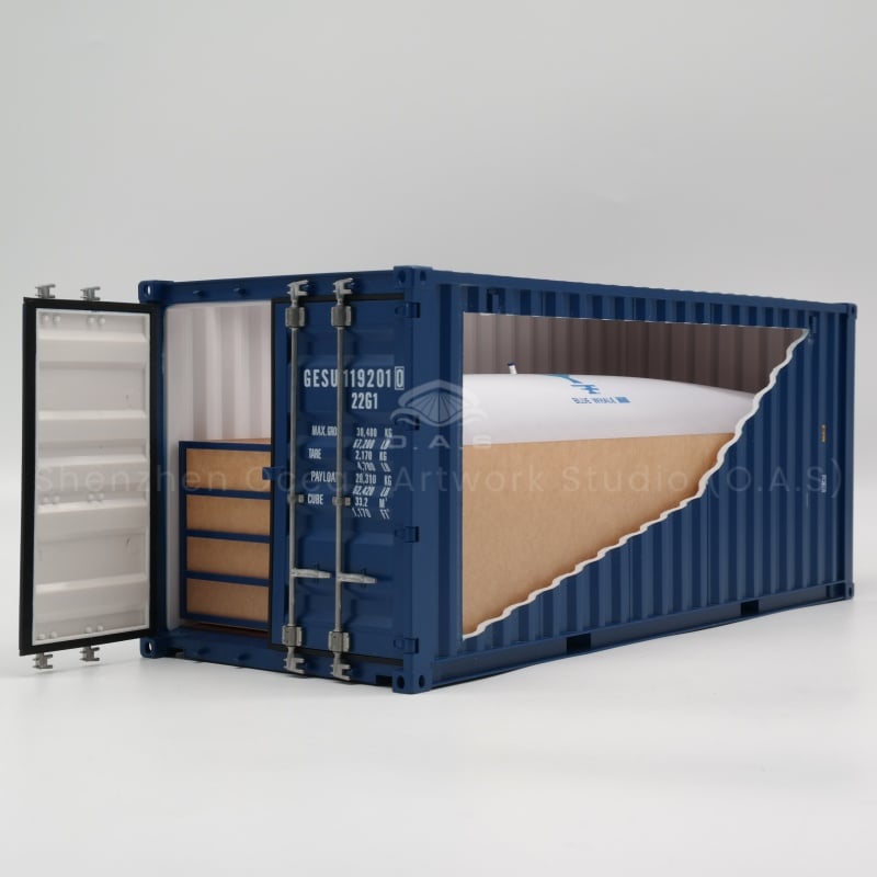 【LAC】O.A.S Ship Model Factory Customizable 20GP Shipping Container Box 1:20 Scale Plastic Crafts BLUE WHALE Flexitank Container Model