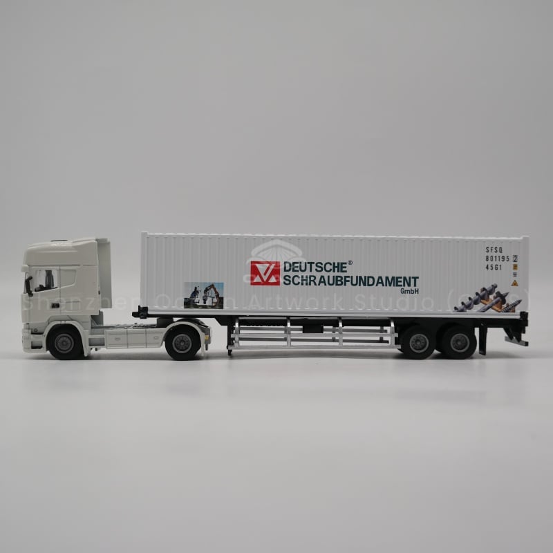 O.A.S factory focuses on creating 1:50 logistics alloy container truck model, based on Iveco collection card as the prototype, using high-quality alloy materials and fine craft carving, smooth body lines, accurate restoration of container structure. Support logo customization, can skillfully integrate the enterprise logo into the body and container, so that the model becomes a unique carrier for brand image display. Amber@vesselmodel.com Tel: +86 18038048785