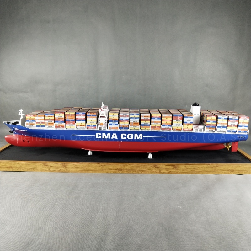 This 127cm CMA CMA container ship model produced by O.A.S is specially created for enterprises to open customized exclusive channels. The professional team accurately reproduced the spaceship shape, from the rigid lines of the ship body to the arrangement of containers, the details showed ingenuity. Enterprises can integrate logo and brand color into it to customize a unique appearance. Whether it is used for enterprise display or business gifts, it can highlight the extraordinary strength and style of the enterprise.Amber@vesselmodel.com Tel: +86 18038048785
