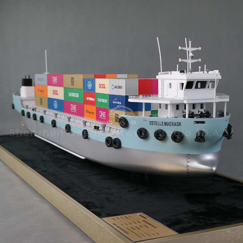 O.A.S produced this 100cm Maersk container ship model, specially customized for enterprises. In accordance with the Maersk classic ship form, every detail is accurately restored, from the solid hull to the neatly arranged containers, which are highly simulated. Can be integrated into the enterprise exclusive elements, such as logo, characteristic painting. Whether it is enterprise exhibition hall display, or business gifts, all show the extraordinary taste and strength of the enterprise.Amber@vesselmodel.com Tel: +86 18038048785