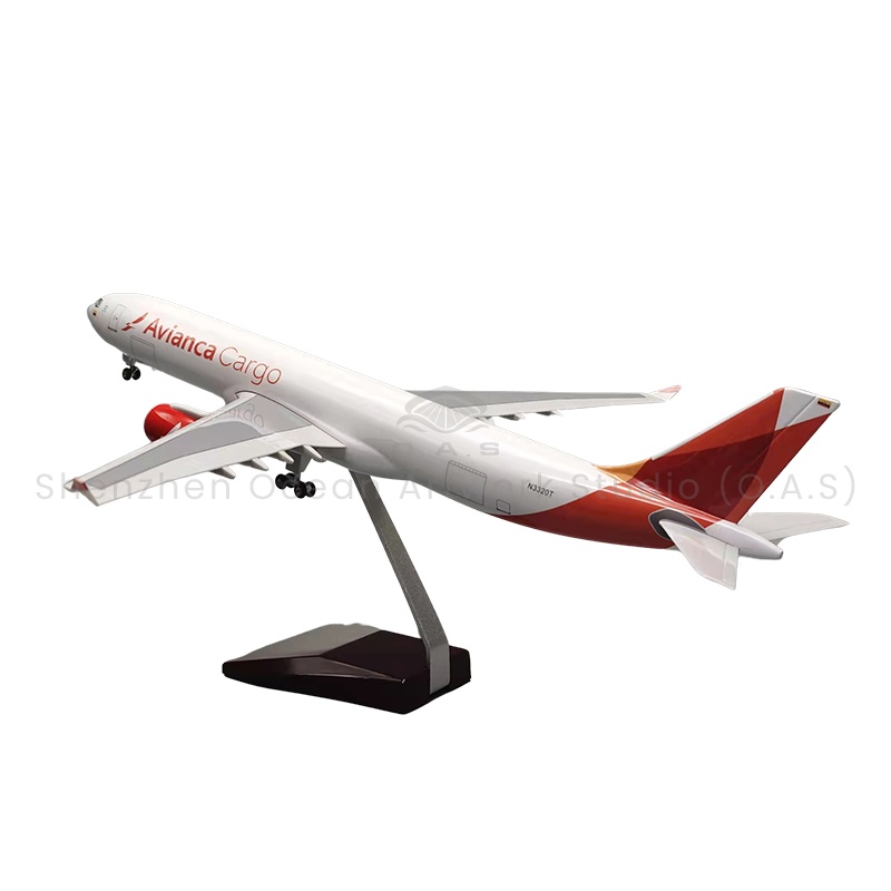 【LA】LED ABS Resin Airplane Model Airbus 330 Columbia Airlines Size 47cm Scale 1:135 with LED Light and Landing Gear