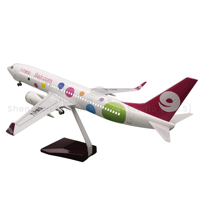 【LA】Aircraft Plane Model for Gift 1:85  Scale Model Aircrafts 737-800 Nine Yuan Aircraft Airlines 47cm Boeing Model Airplanes