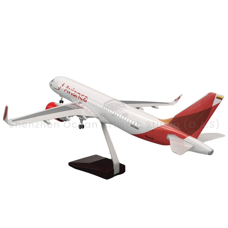 【LA】LED ABS Resin Airplane Model Airbus A320 Columbia Airlines Size 47cm Scale 1/80 with LED Light and Landing Gear