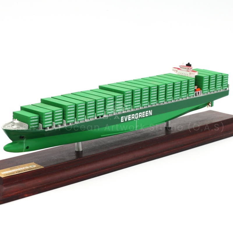 【LAC】EVERGREEN  Container Shipping Model  Customizable Miniature Model Cargo Ship Logistics Present Ocean Handmade Ship Model