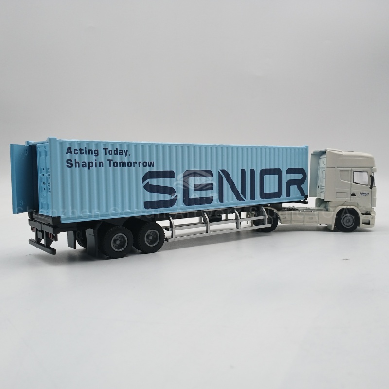 O.A.S factory focuses on creating fine models, this 1 to 50 transport alloy container truck model, based on Iveco collection card as the prototype, carefully cast with high-quality alloys, body lines, container structure and other details are highly restored. The factory provides logo customization services, which can subtly embed your exclusive logo, so that the model becomes a unique presence to highlight the personality. Amber@vesselmodel.com Tel: +86 18038048785
