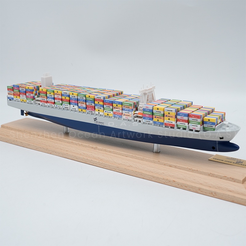 O.A.S produces this opening gift container ship model with originality. The ship model is carefully crafted to real scale, with realistic details to highlight the atmosphere. Can customize the exclusive LOGO, the corporate logo perfectly integrated into the ship body, become a unique image representative of the enterprise. Whether it is placed in the office or as a gift to customers, it can convey the vigorous momentum of the enterprise to set sail and ride the wind and waves.Amber@vesselmodel.com Tel: +86 18038048785