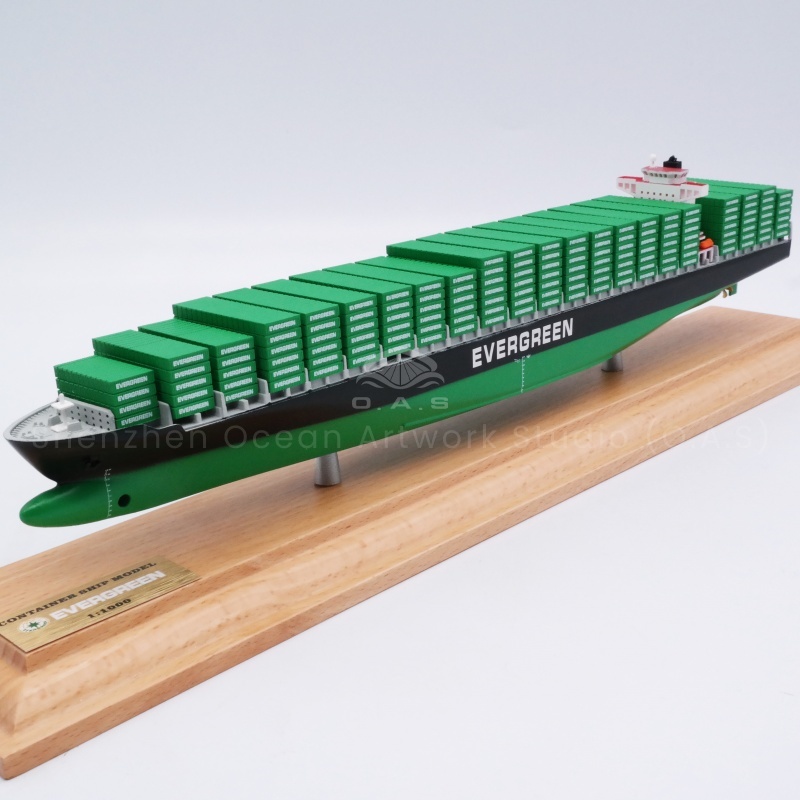 【LAC】O.A.S Factory's Handmade Scale Boat Model 1:1000 Scale Customized 35cm EVERGREEN Container Ship Model for Shipping Gift
