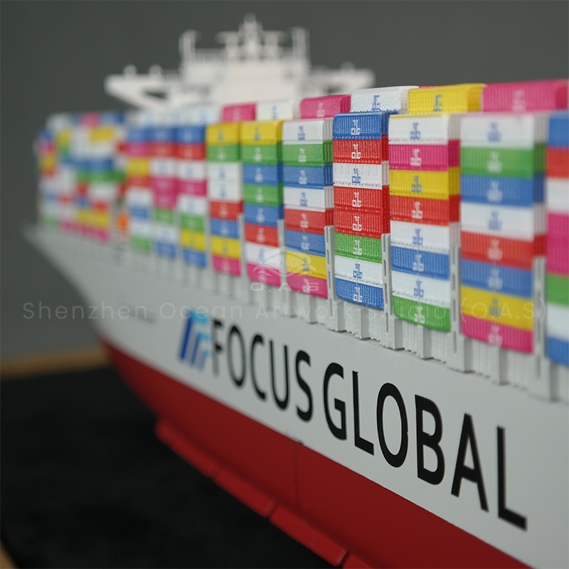 O.A.S ship model custom factory, focusing on creating special ship models. This 65cm opening gift container ship model is developed and customized by the shipping agent according to the needs. From the smooth lines of the ship's hull to the stacked details of the containers, everything is carefully crafted. As a congratulatory gift for opening, it carries the sailing blessing, which means that the cause is vigorous, showing its unique and intentions.Amber@vesselmodel.com Tel: +86 18038048785