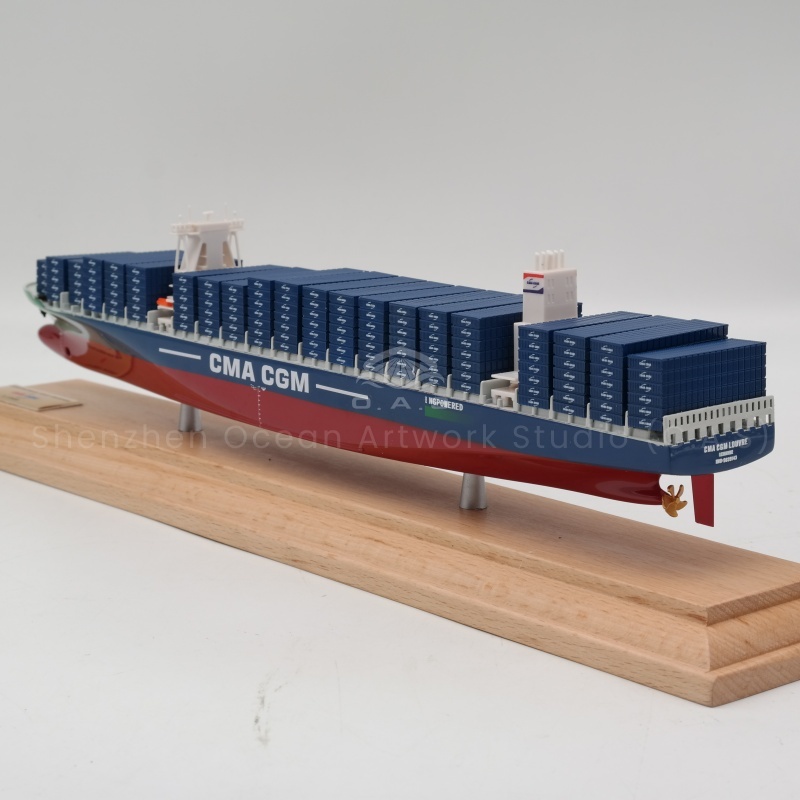 This CMA container ship model is specially made for mass production. It is based on the classic ship type of CMA CGM, and through fine technology, the ship's body lines and container details are perfectly restored. Enterprises can be customized in batches and integrate exclusive elements into the ship model. Whether it is a business gift or an office display, it can highlight the strength of the enterprise and convey the spirit of forging ahead through the wind and waves.Amber@vesselmodel.com Tel: +86 18038048785