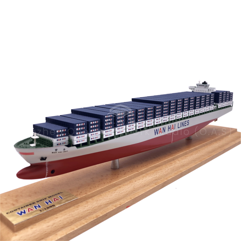【LAC】O.A.S Factory's Handmade Scale Boat Model 1:1000 Scale Customized 35cm WANHAI Container Ship Model for Shipping Gift