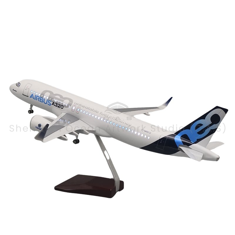 【LA】LED ABS Resin Airplane Model Airbus A320 NEO  Size 47cm Scale 1/80 with LED Light and Landing Gear
