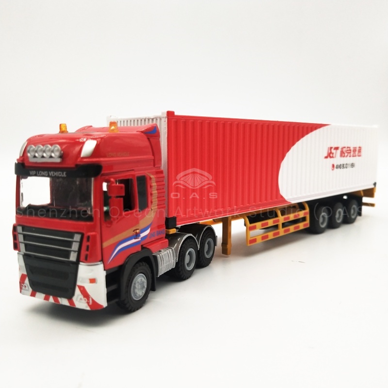 【LAC】28cm Cowan Logistics container truck model gifts 1:50 Truck model O.A.S ship model