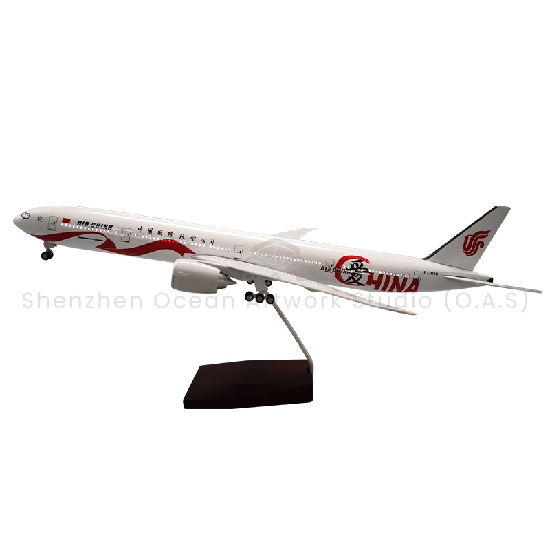 【LA】Flymodell 1:157 skalamodell fly med lys 777 China 47 cm Boeing modellfly til gave for pilot