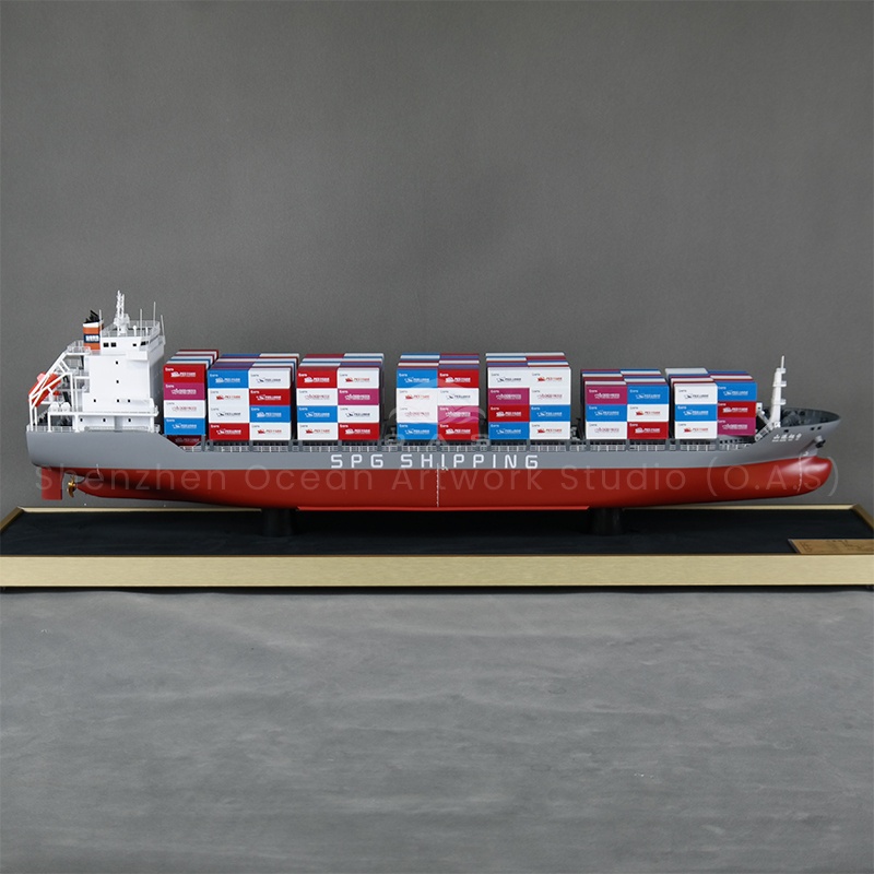 O.A.S produced this 100cm shipping container ship model, carefully customized by professional shipyards, is an extraordinary style of company decoration. It restores the shape of the ship in precise proportion, the ship is stiff, the containers are arranged in order, and the details show the exquisite craftsmanship. Can be integrated into the enterprise exclusive elements, customized unique logo. Placed in the company, highlighting the strength of the enterprise and the spirit of endeavour.Amber@vesselmodel.com Tel: +86 18038048785