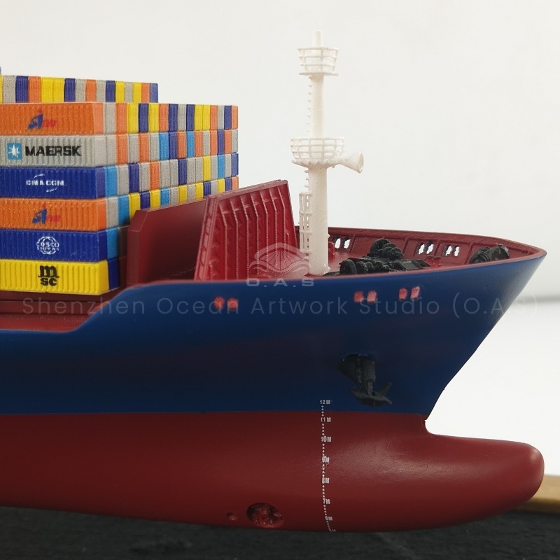 O.A.S simulation ship model factory carefully creates 65cm ship company container ship model, specially customized gifts for enterprises. With exquisite craftsmanship, the ship model accurately restores the ship structure, and the container details are lifelike. Enterprises can integrate exclusive elements, whether it is business gifts or company decoration, can highlight the corporate style and carry a unique corporate culture.Amber@vesselmodel.com Tel: +86 18038048785