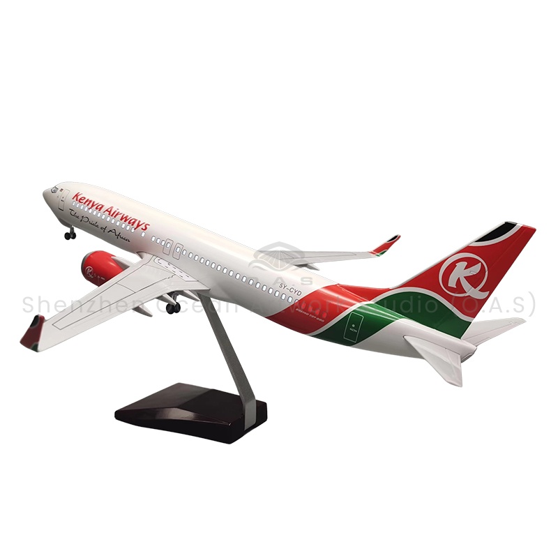 【LA】Aircraft Plane Model for Gift 1:85  Scale Model Aircrafts B737 Kenya Airways 47cm Boeing Model Airplanes