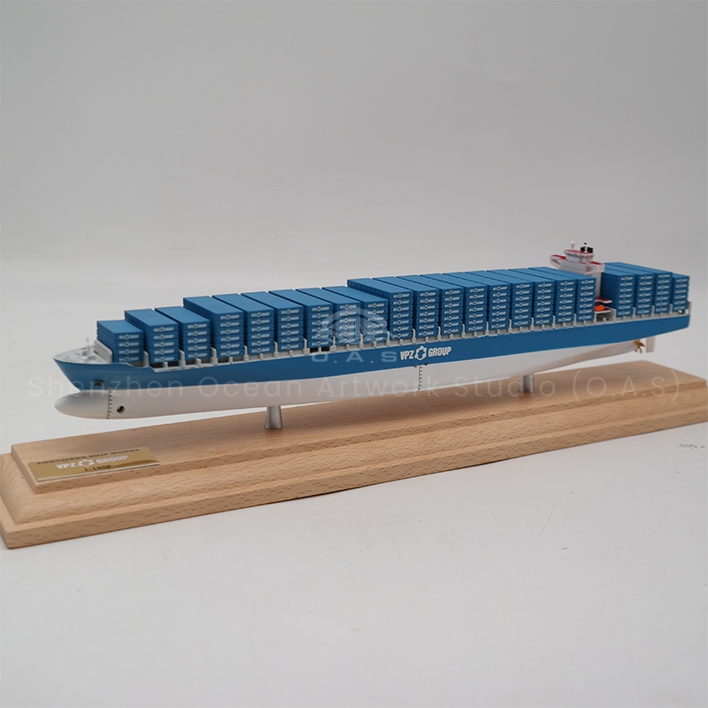 【LAC】O.A.S Factory's Handmade Scale Boat Model 1:1000 Scale Customized 35cm VPZ GROUP Container Ship Model for Shipping Gift