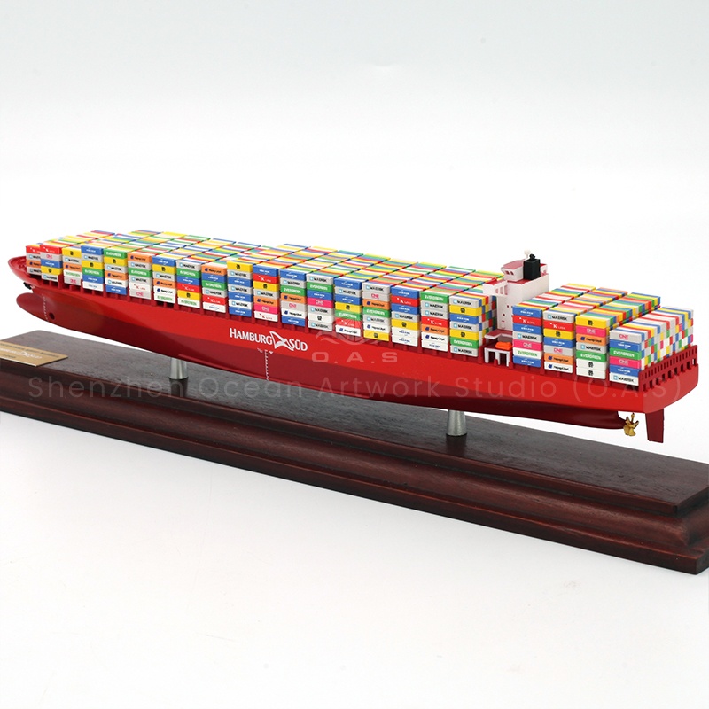 O.A.S produced this Hapag-Lloyd container ship model open mass customization services, designed for enterprises. The ship model takes Hapag-Lloyd's classic ship type as reference, and is reproduced by exquisite craftsmanship 1:1000. The ship body is strong and the container arrangement is regular. Enterprise customization can be integrated into the exclusive logo, whether placed in the office, or as a business gift, all show the extraordinary spirit of the enterprise ocean waves.Amber@vesselmodel.com Tel: +86 18038048785