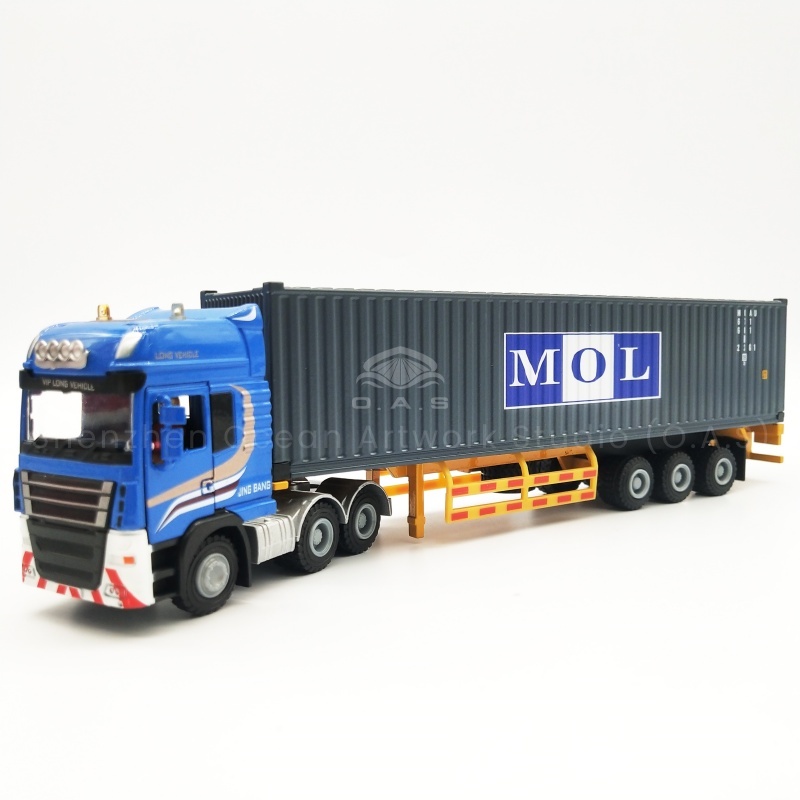 【LAC】28cm MOL shipping line mini container truck model 1:50 container truck model gifts O.A.S ship model