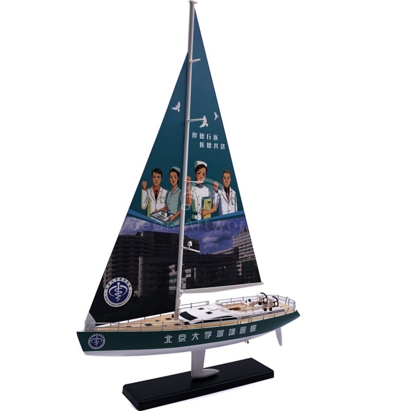 【LAC】Handmade Sailboat Boat Model High Workmanship Nautical Gift  Customized 28cm BJDX Plastic Sailboat Model