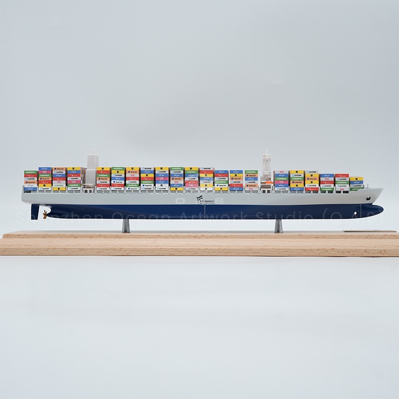 O.A.S produces this opening gift container ship model with originality. The ship model is carefully crafted to real scale, with realistic details to highlight the atmosphere. Can customize the exclusive LOGO, the corporate logo perfectly integrated into the ship body, become a unique image representative of the enterprise. Whether it is placed in the office or as a gift to customers, it can convey the vigorous momentum of the enterprise to set sail and ride the wind and waves.Amber@vesselmodel.com Tel: +86 18038048785