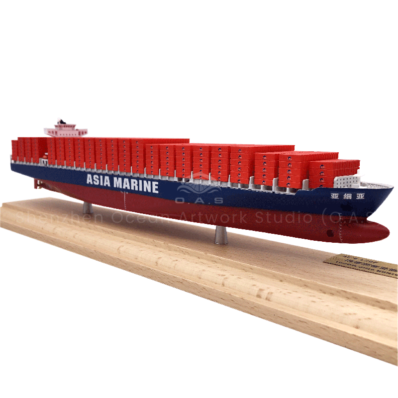 O.A.S produces this shipping company container container ship model, which is an excellent choice for shipping logistics gift customization. Based on the real ship type, it is crafted with fine craftsmanship, from the hull structure to the container details are lifelike. Can customize the company's exclusive elements, such as ship body printing LOGO. As a gift, it not only shows the strength of the ship company, but also passes the good hope of sailing hand in hand.Amber@vesselmodel.com Tel: +86 18038048785