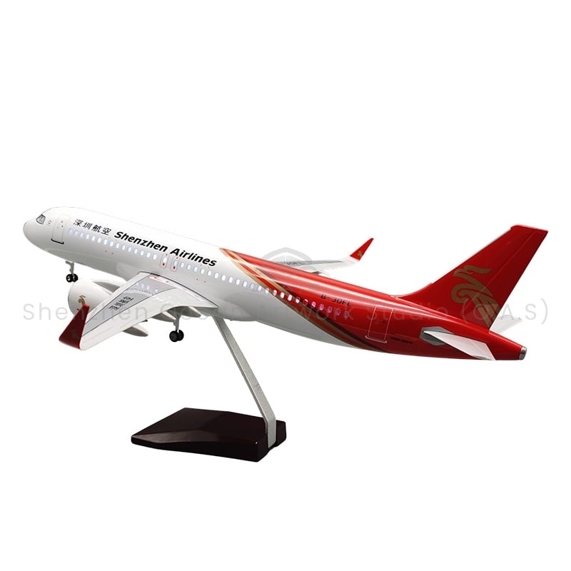 【LA】LED ABS Resin Airplane Model Airbus A320 Shenzhen Airlines Size 47cm Scale 1/80 with LED Light and Landing Gear
