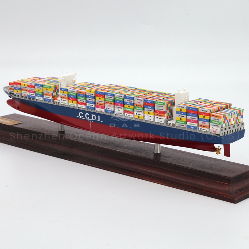 O.A.S Ship model custom factory focuses on the creation of boutique ship models, Chilean container ship models are very distinctive, and can accurately restore their iconic appearance. Support small batch custom display container ship models, enterprises can be used for exhibition hall display, showing shipping strength. We also provide shipping logistics gift customization service, integrating exclusive elements, exquisite craftsmanship, customized ideal ship model for your enterprise.Amber@vesselmodel.com Tel: +86 18038048785