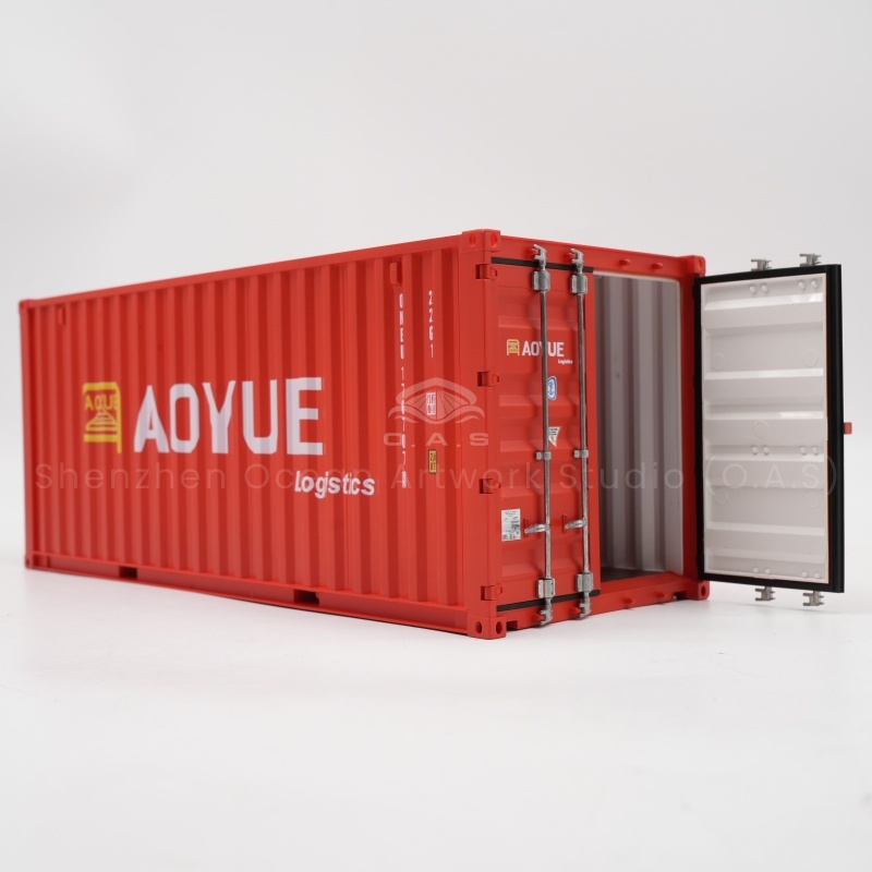 O.A.S ship model factory, professional custom 20 feet display container model company logo. Relying on 3D modeling and CNC engraving technology, the team cleverly integrated the corporate logo and the model, taking into account visual beauty and structural stability, so that the model became the