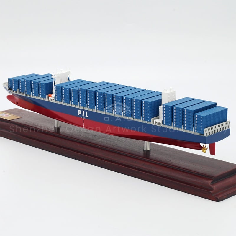 Still looking for PIL container ship model to highlight corporate personality? O.A.S provides custom service to the map! As soon as you give us a design, we can incorporate corporate elements, from unique logos to creative patterns. The ship model accurately restores the PIL ship shape, the containers are arranged neatly, and the craftsmanship is exquisite. Whether it is a business gift or a corporate display, it can help you show your extraordinary style.Amber@vesselmodel.com Tel: +86 18038048785