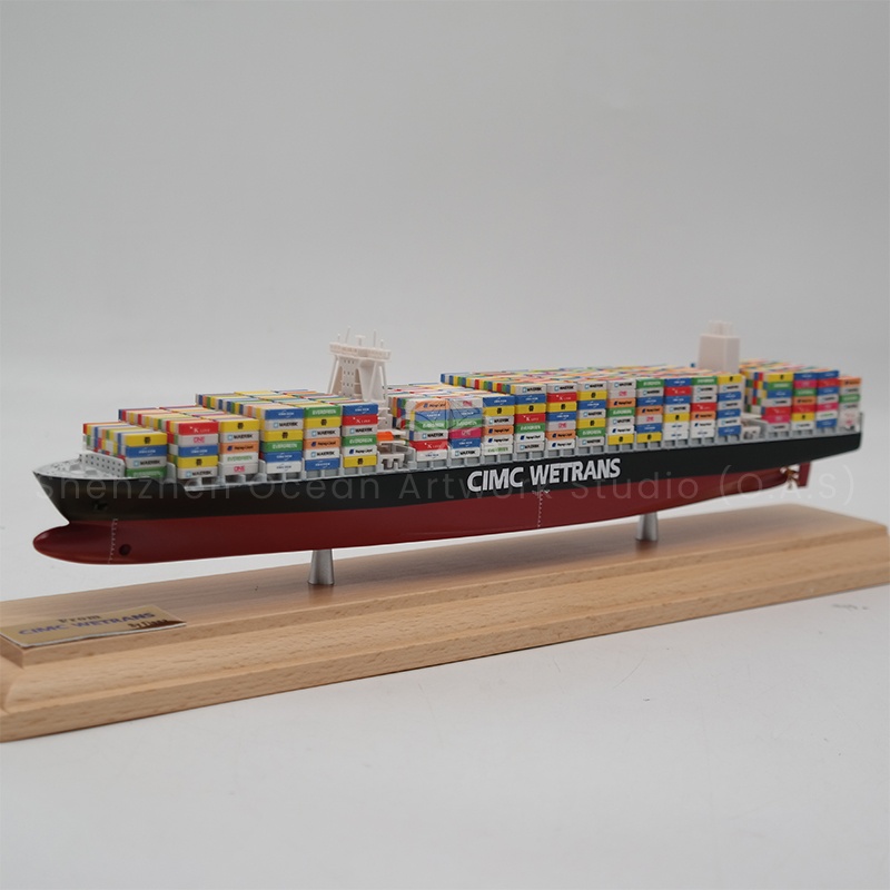 【LAC】O.A.S Factory's Handmade Scale Boat Model 1:1000 Scale Customized 35cm CIMC WETRANS Container Ship Model For Shipping Gift